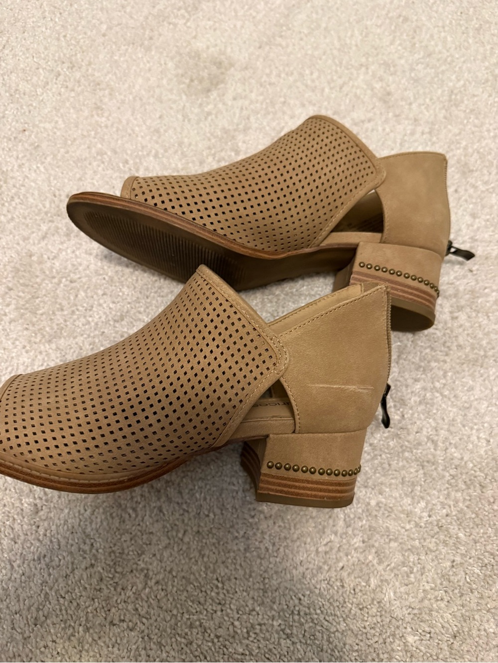 Maurices Perforated Suede Tan Mule Shootie